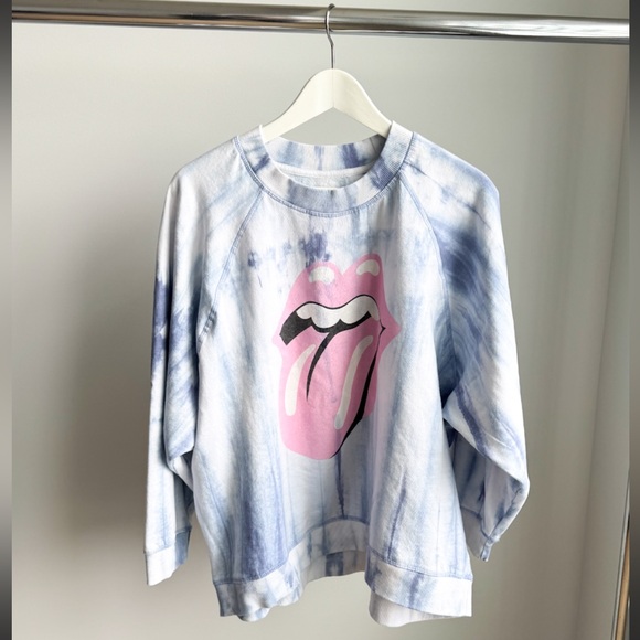 the Rolling Stones Tops - The Rolling Stones Tie Dye Sweatshirt Pink Tongue Logo XL 26.75 x 25 Bravado